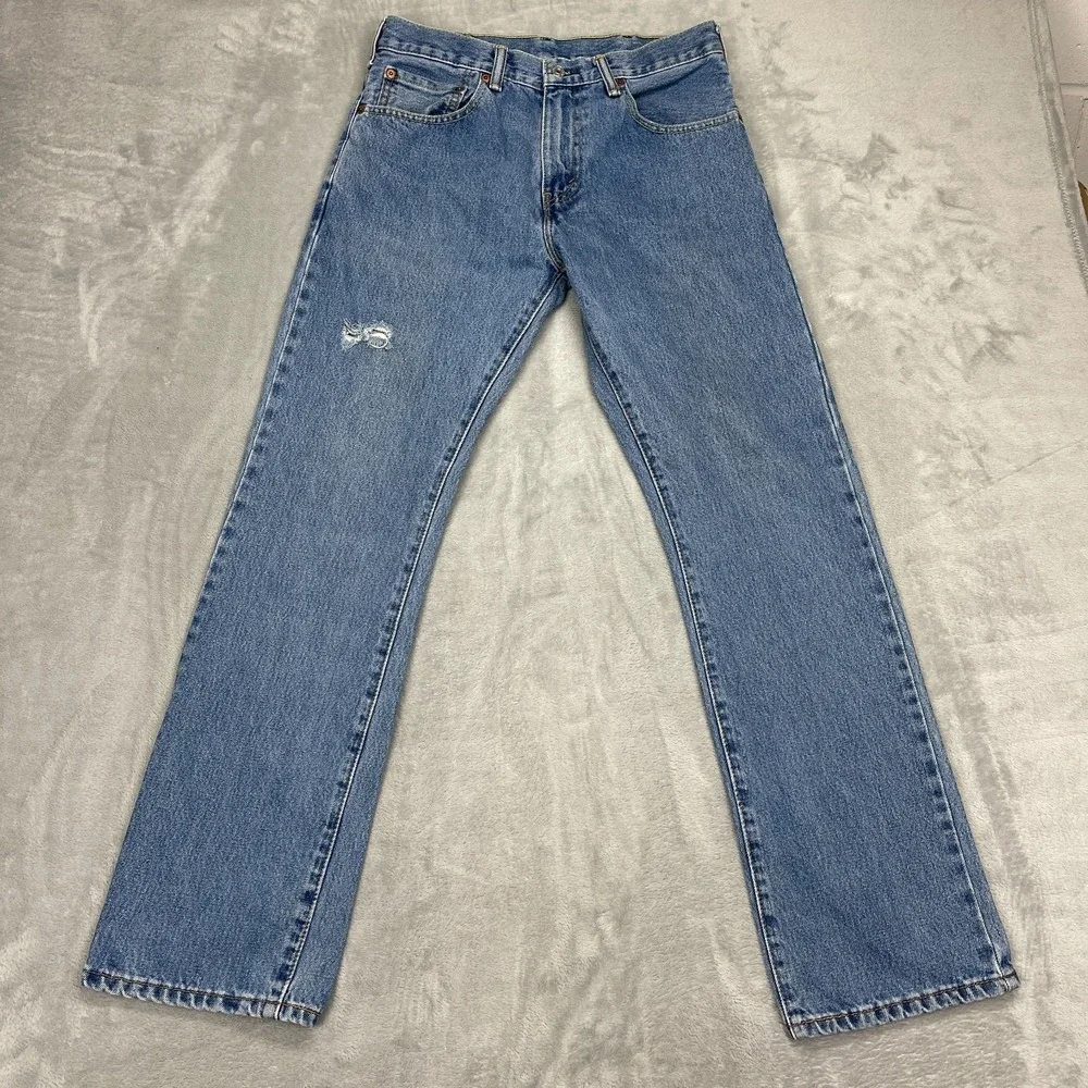 Levi's Jeans Mens 31x32 Blue Denim 517 Medium Wash Distressed Bootcut Leg Grunge